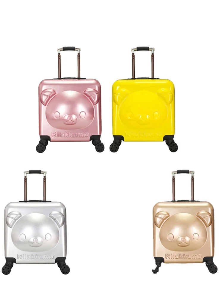 

Fashionable universal wheel cartoon suitcase children trolley suitcase, Black, white, silver, rose gold