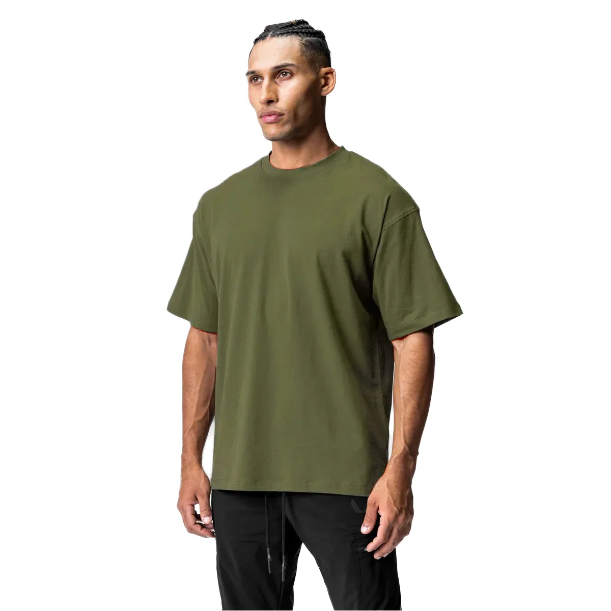 230g Oversized 100% Cotton T-Shirts for Men Super Soft Plus Size Short Sleeve Blank Jersey Solid Pattern O-Neck Boxy Style