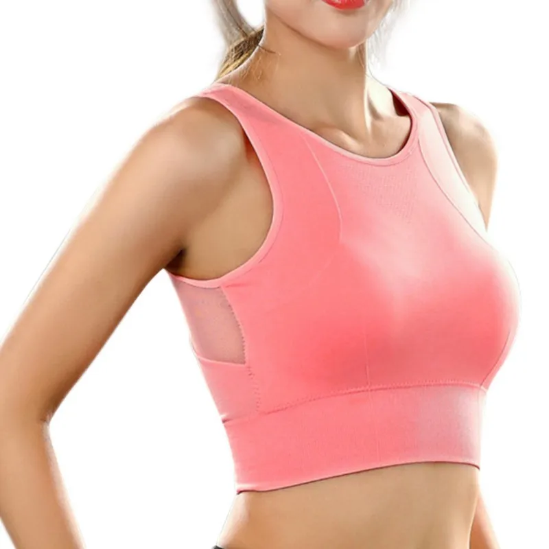

NEW Women Breathable Mesh Shockproof Padded Athletic Gym Running Seamless Fitness Yoga Vest Sport Bra, Customized colors