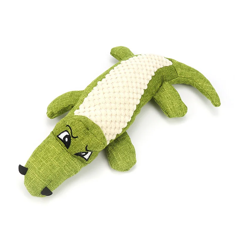 

Training Chewing Indoor Linen Crocodile Pet Tug Toys, Indestructible Soft Interactive Squeaky Chew Play Toy For Puppies, Blue, red, green
