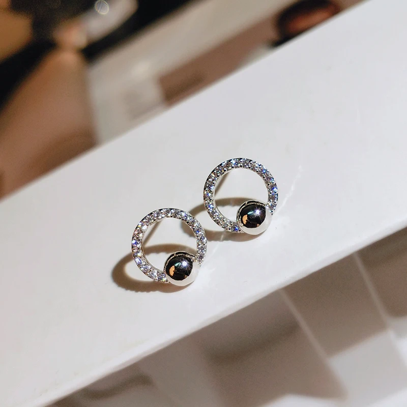 

Fashion Jewelry KYED0267 Platinum Plated 3A Zircon Earrings for Women, Silver