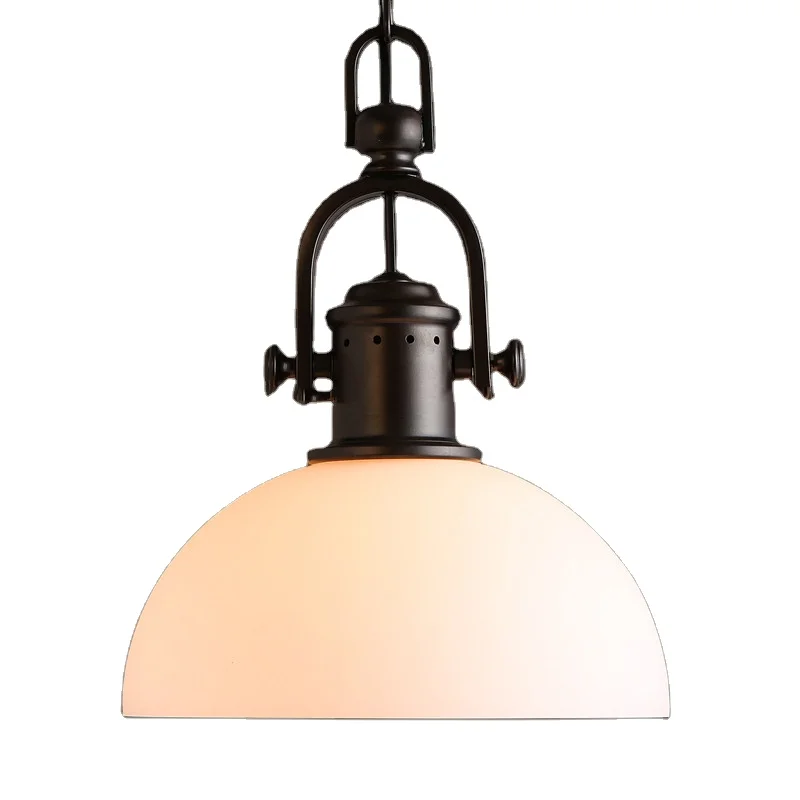 

Simig lighting Vintage industrial iron loft decoration black and milk white modern hanging pendant light