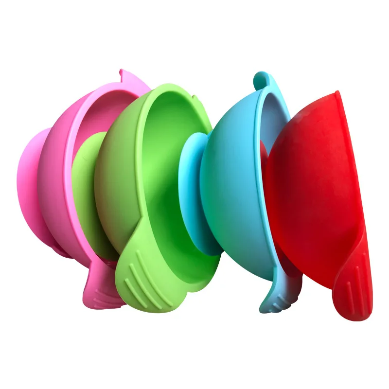 

Handle Non-Sticking snack bowl baby Suction Silicone Collapsible Food Mixing Bowl