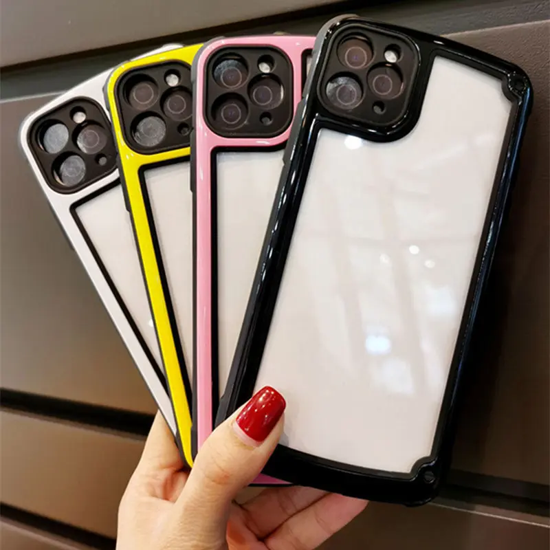 

Luxury Transparent Phone Case For Apple iPhone 11 12 Pro Max mini SE 2020 X XR XS Max 7 8 Plus Camera Candy Color Cover Case