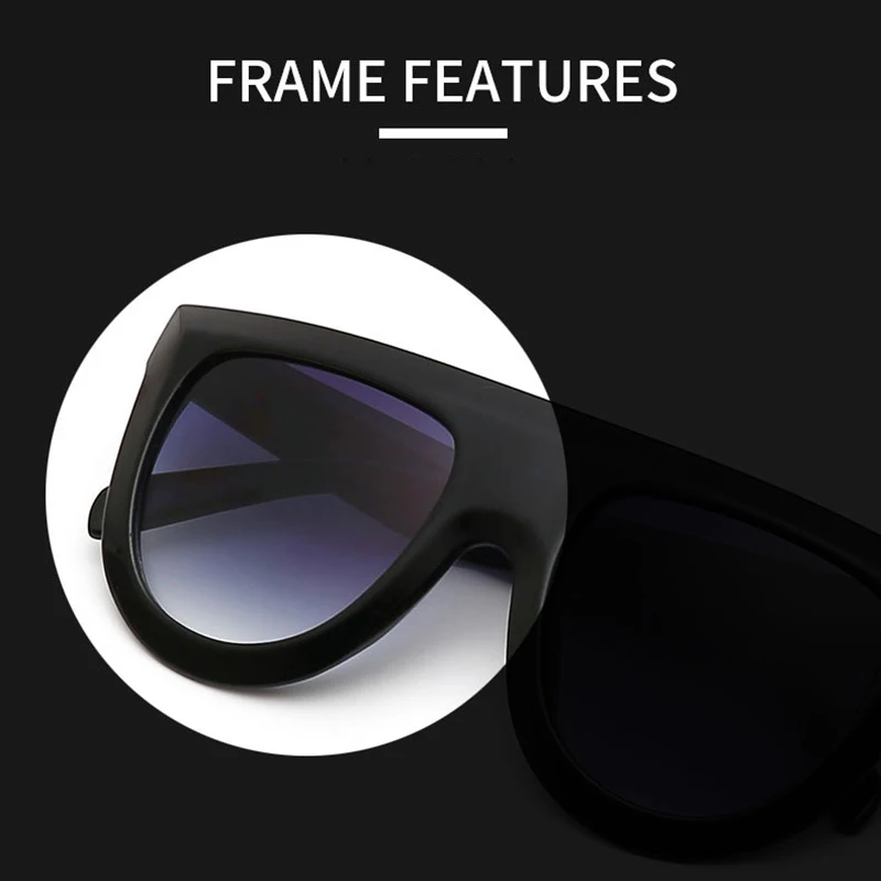 Trendy Flat Top Big Round Frame Mirror Custom Logo Ladies Sunglasses