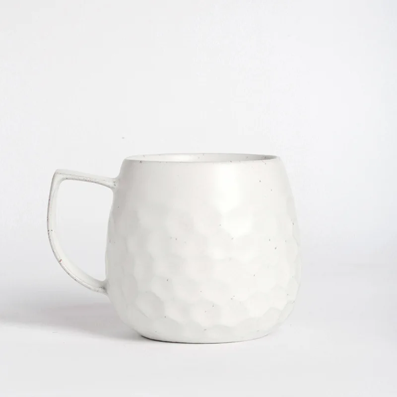 

hot sale white speckled glazed round milk tea coffee porcelain mug for family hotel