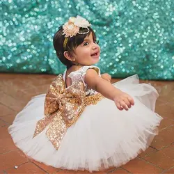 Sleeveless Tulle Lace Big Bow Baby Clothes Party B