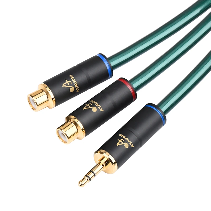 

HIFI 3.5mm to 2RCA Stereo Audio Cable 3.5mm Stereo Male to Dual Female RCA Jack Adapter Cable for MP3, Tablets