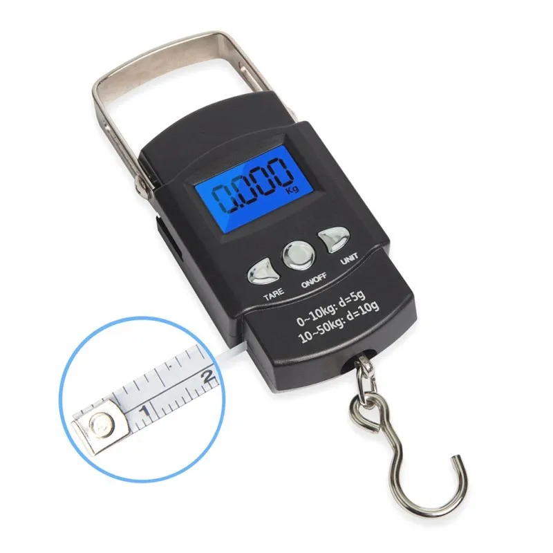 

So-Easy Fishing Scale Backlit LCD Display Portable Electronic Balance Digital Fish Postal Hanging Hook Kitchen Luggage Scale, As picture