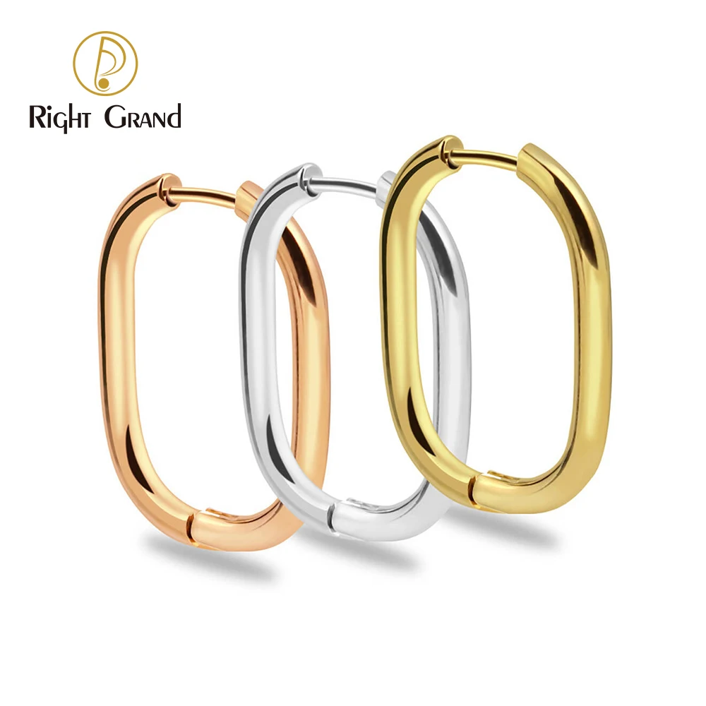 

High End 18K Gold Plated Basic Simple Hoop Earring Stainless Steel Earring Trendy Earring Wholesale