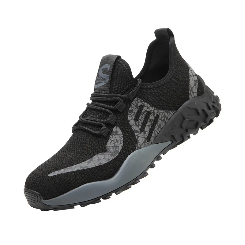 

Fashion brand anti puncture portable Industrial sports safety shoes boots work for men women steal toe Breathable lightweight, Black camouflagecolor