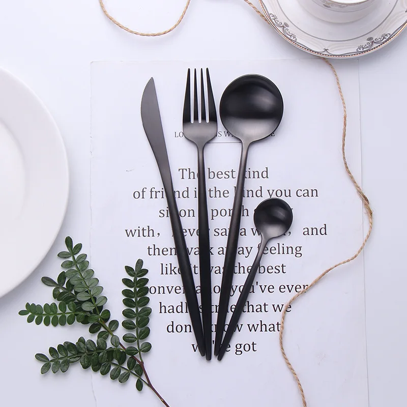 

PVC flatware set Restaurants cutlery set stainless steel utensils forks knives and spoon for gift