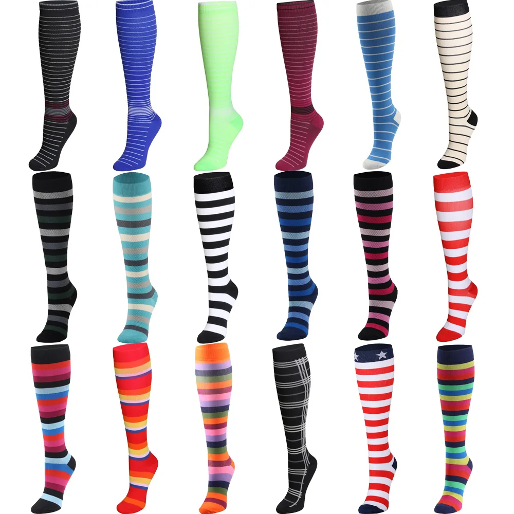 

High Quality Custom Men Women Knee High Cycling Athletic Wholesale Compression Socks Daibetic, Black, white, wine red, or custom color