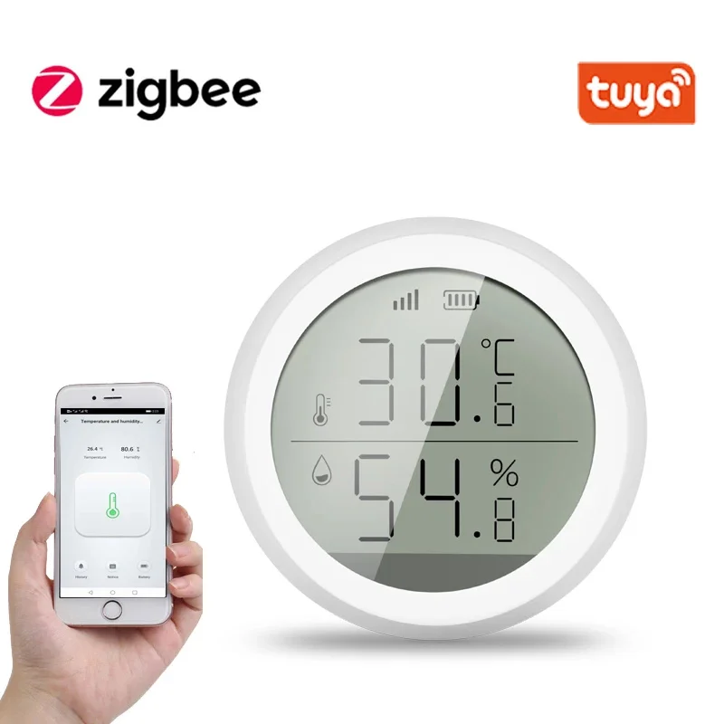 

Tuya ZigBee Smart Home Temperature And Humidity Sensor With LED Screen Works With Google Assistant and Tuya Zigbee Hub
