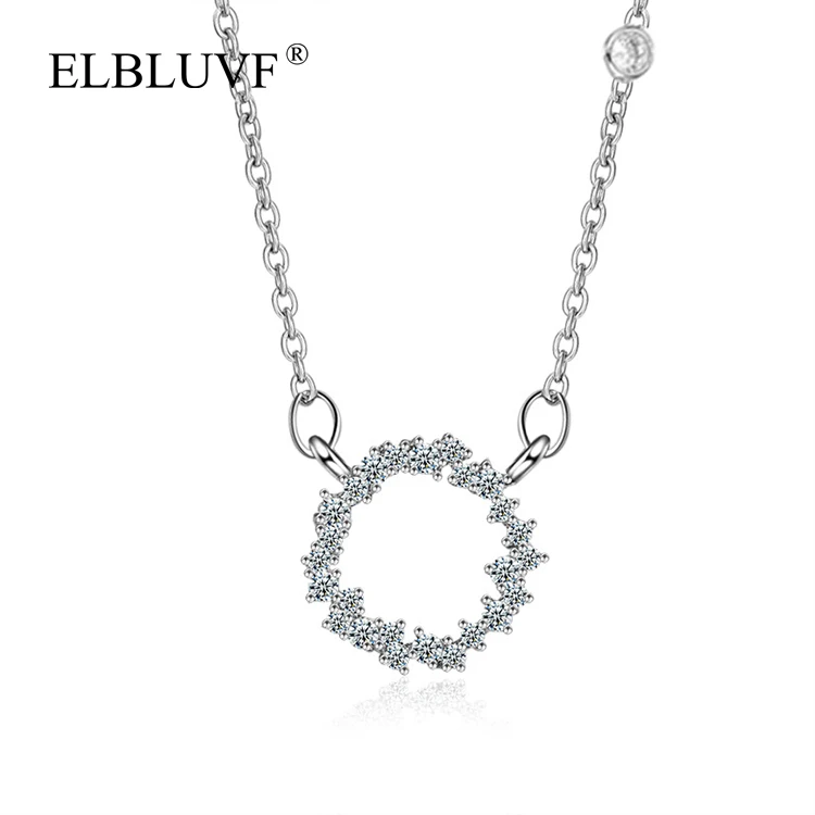 

ELBLUVF S925 Silver Plated New Arrive Fancy Circular Pendant Necklace Flower Jewelry, Steel color