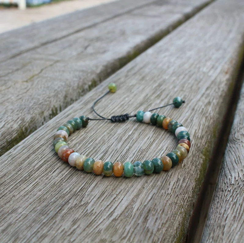 

Natural Abacus Beads Amazonite Tiger Eye Stone Bead Elastic Yoga Gemstones Healing Energy Bracelet For Women Men