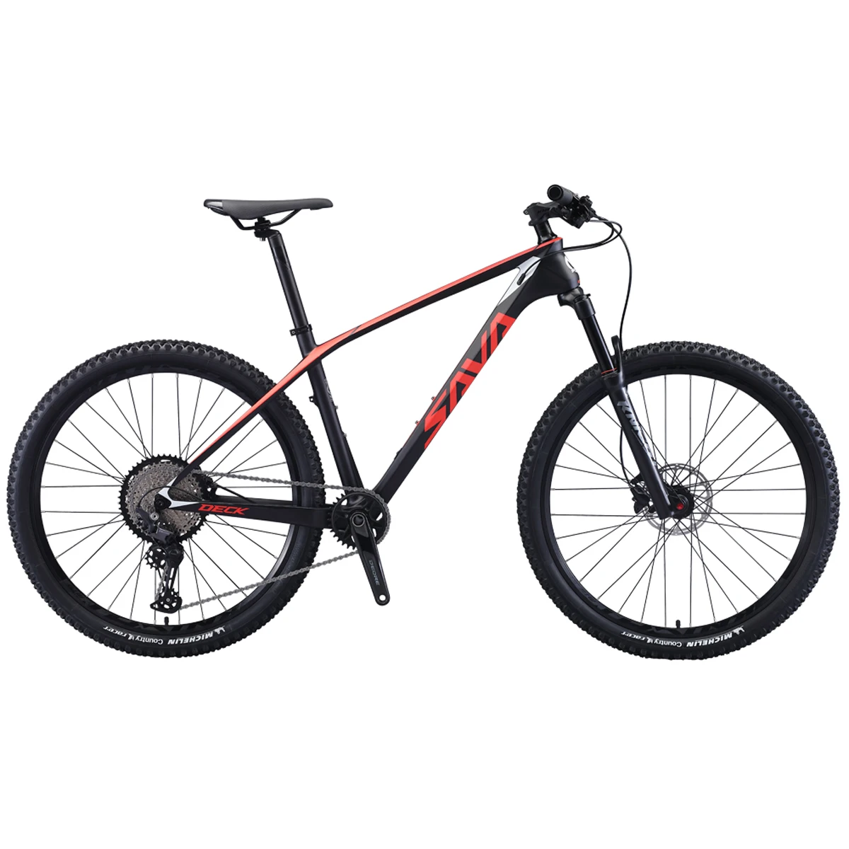 

SAVA NEW Model DECK6.1 27.5"/29" Carbon Fibre MTB SHIMANO DEORE M6100 1x12 Speed Carbon Mountain Bike, Black red/black blue