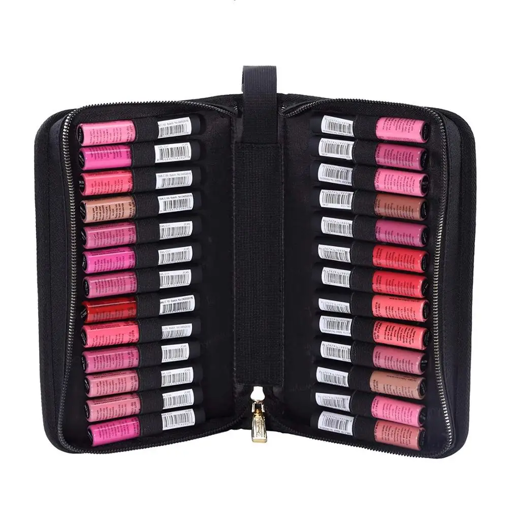 

Fashion Lipstick Tester Case Portable Makeup Lipstick Bag 26 Slot Lipstick Organizer Bag Case, Black / brown / cream or customized color is available