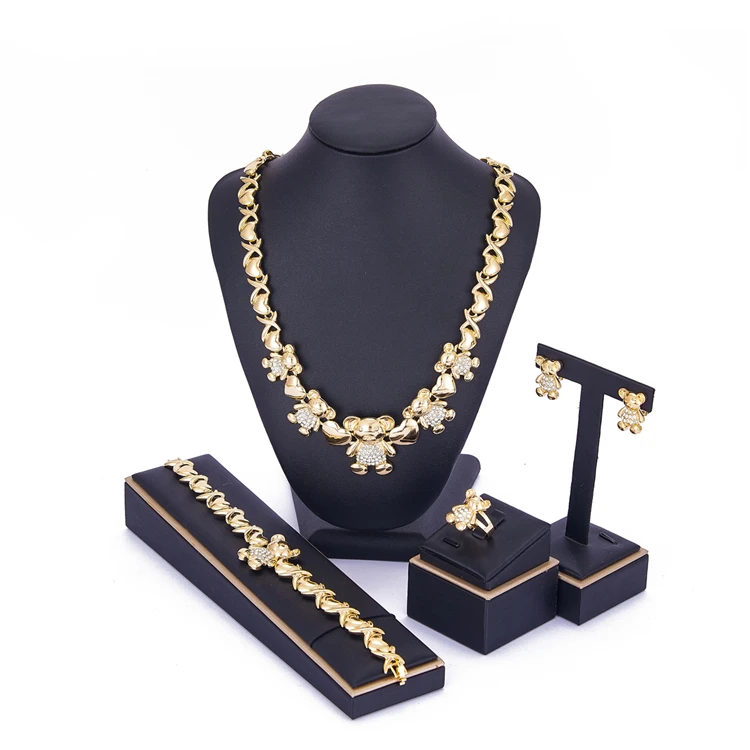 

2021 Lovely Bear 24k Gold Jewelry set XOXO Jewelry Set I Love You Bear Jewelry Sets Lovely and Hot Design XOXO Necklace, Picture shows
