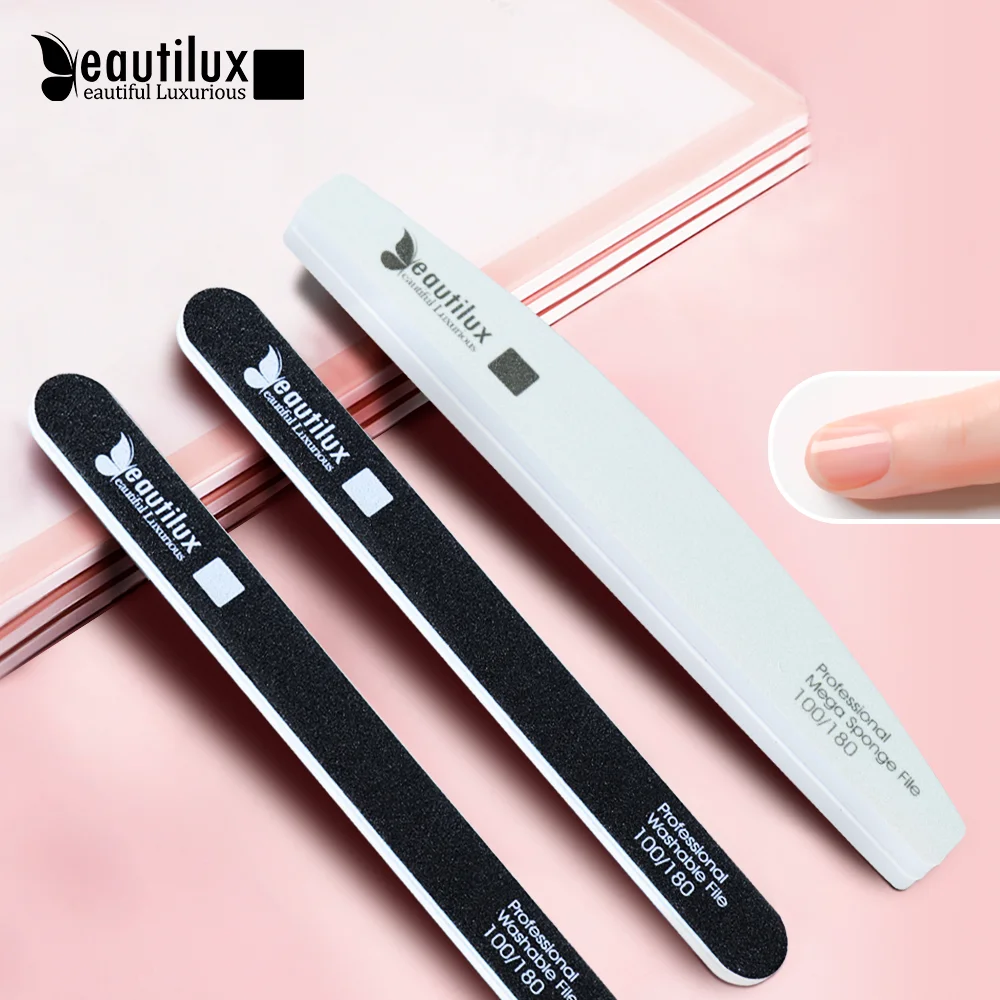 

Beautilux 1PCS Professional Nail Files Nails Washable Sanding Polishing Tools Pedicure Manicure Sponge Buffer 100/180 Wholesale