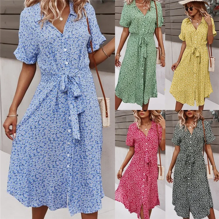 

Factory Wholesale Summer Leisure Vacation Sexy Cotton Ladies Print Long Dress