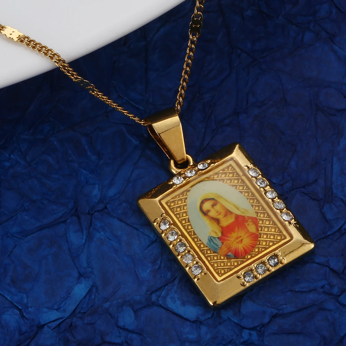 Gold Color Virgin Mary Necklace Mary Conceived Without Sin Pray Pendant