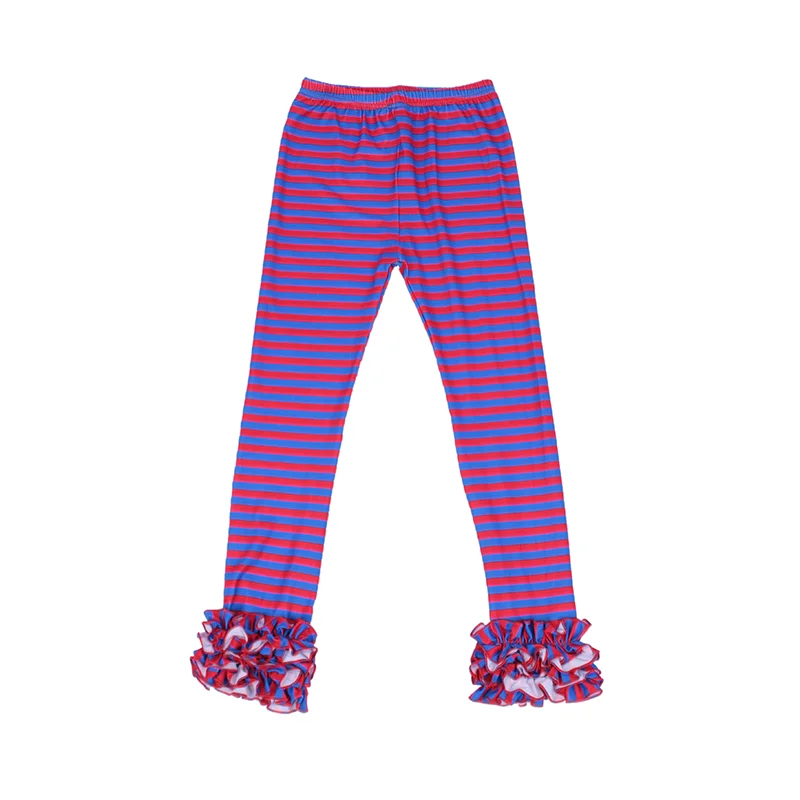 

Wholesale Fashion Design New Children Wear Pants Purple Stripe Girls Boutique Trousers Ruffled Pants, Picture