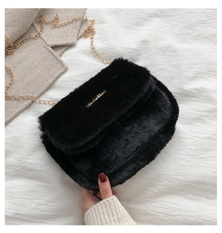 

Fashion Winter fur purses handbags plush bucket hand bags for Women, As photos