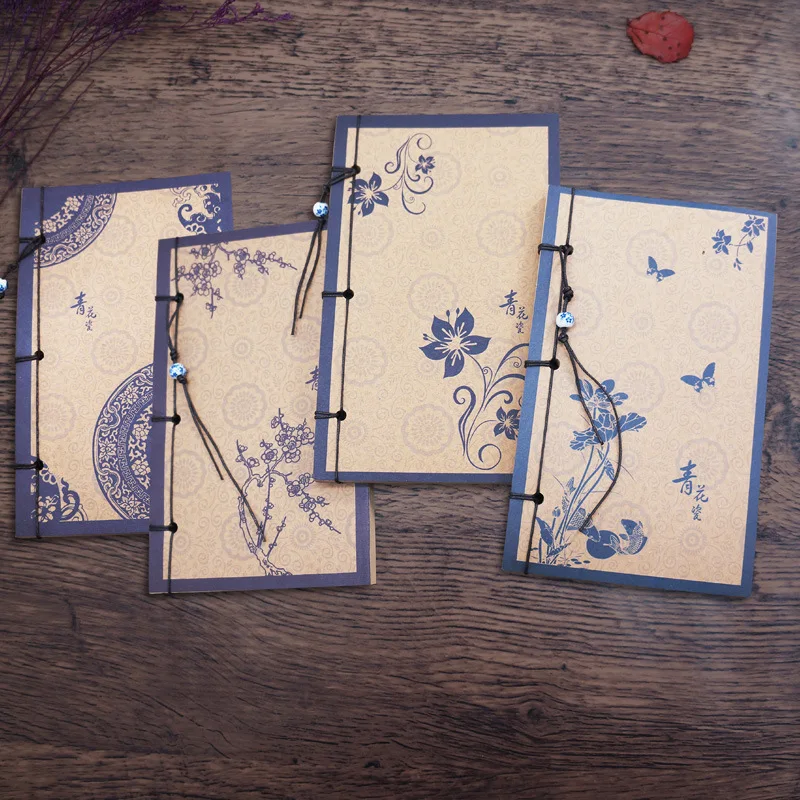 

Vintage Chinese style Notebook handmade thread bound gift book ink China-Chic style creative stationery ink lotus