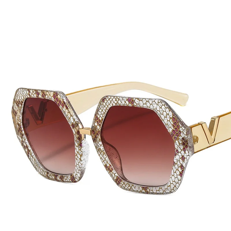 

L9810 Personalized polygonal snake pattern women shades fashion luxury sunglasses wholesale custom logo fashion rainbow glasses