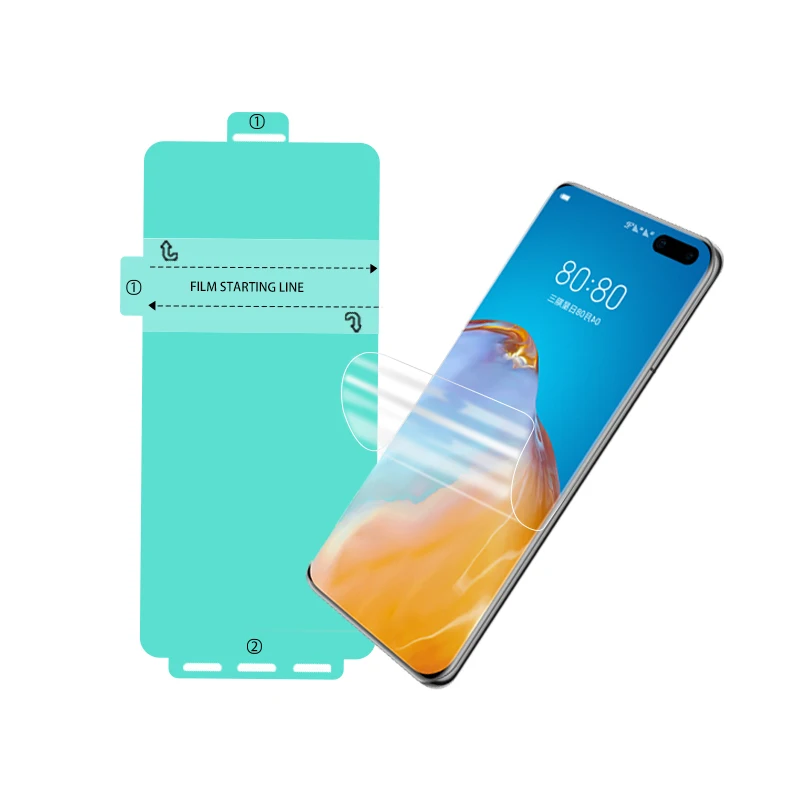 

3D Full Coverage Anti Fingerprint laminas pelicula de hidrogel Hydrogel Tpu Screen Protector For Huawei P40 Samsung Xiaomi, Transparency 99% color