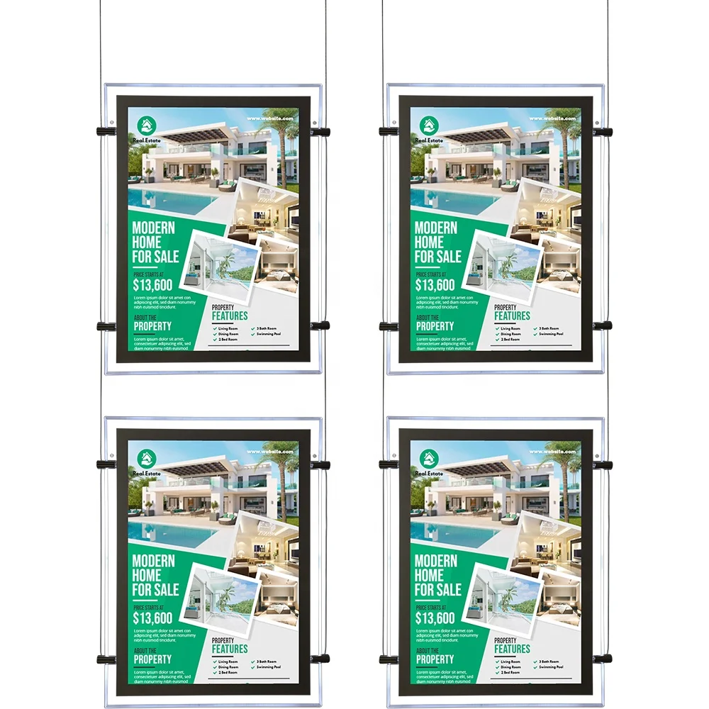 LITSIGN Photo Product Estate Agent Transparent Digital Led Poster Edge Lit Acrylic Led Window Sign Hanging Ultra Slim Dustproof