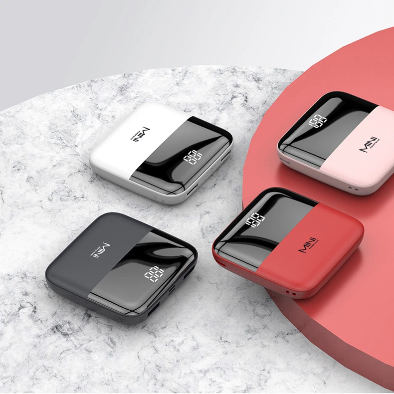 

Factory selling the new Q5 Dual USB Mini PowerBank 10000mAh Power bankS, Black/white/red/pink