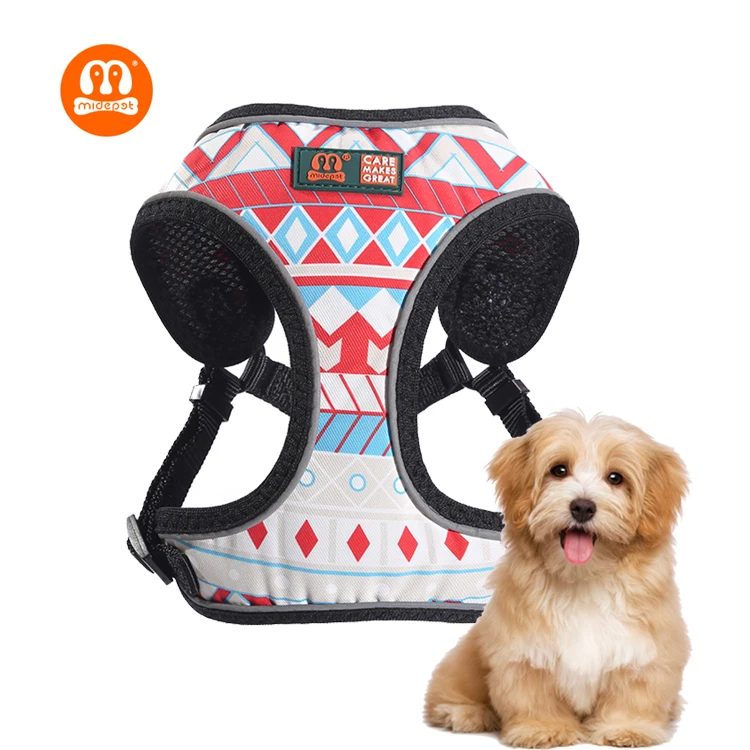 

Midepet wholesale pet supplies manufacture high reflective luxury designer custom pattern breathable mesh dog harness pitbull, Multi color,customized