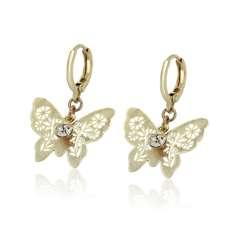 

99660 Xuping 2019 hot sale animal butterfly 14k gold plated hoop women's earring