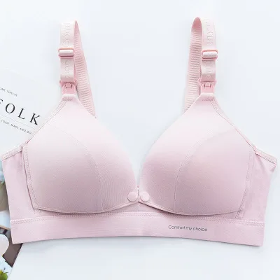 

New Fashion Maternity Underwear Wire Free 100% Cotton Pregnant Breastfeeding Bra Custom Logo Front Open Push Up Nursing Bras, 3colors