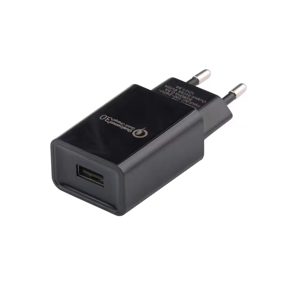 

2021 New model 18w eu us plug qc 3.0 mobile phone micro usb wall charger for samsung s10, White/black