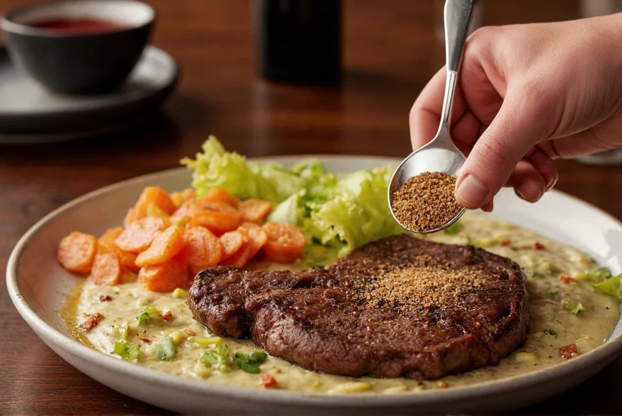 Seasoning on meat