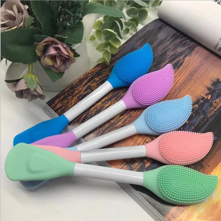 

Travel Portable Double Side Ended Clay Mask Brush, White, pink, blue