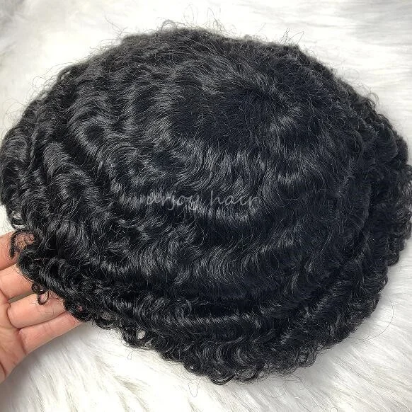 

Top quality 12mm afro wave men toupee for black men