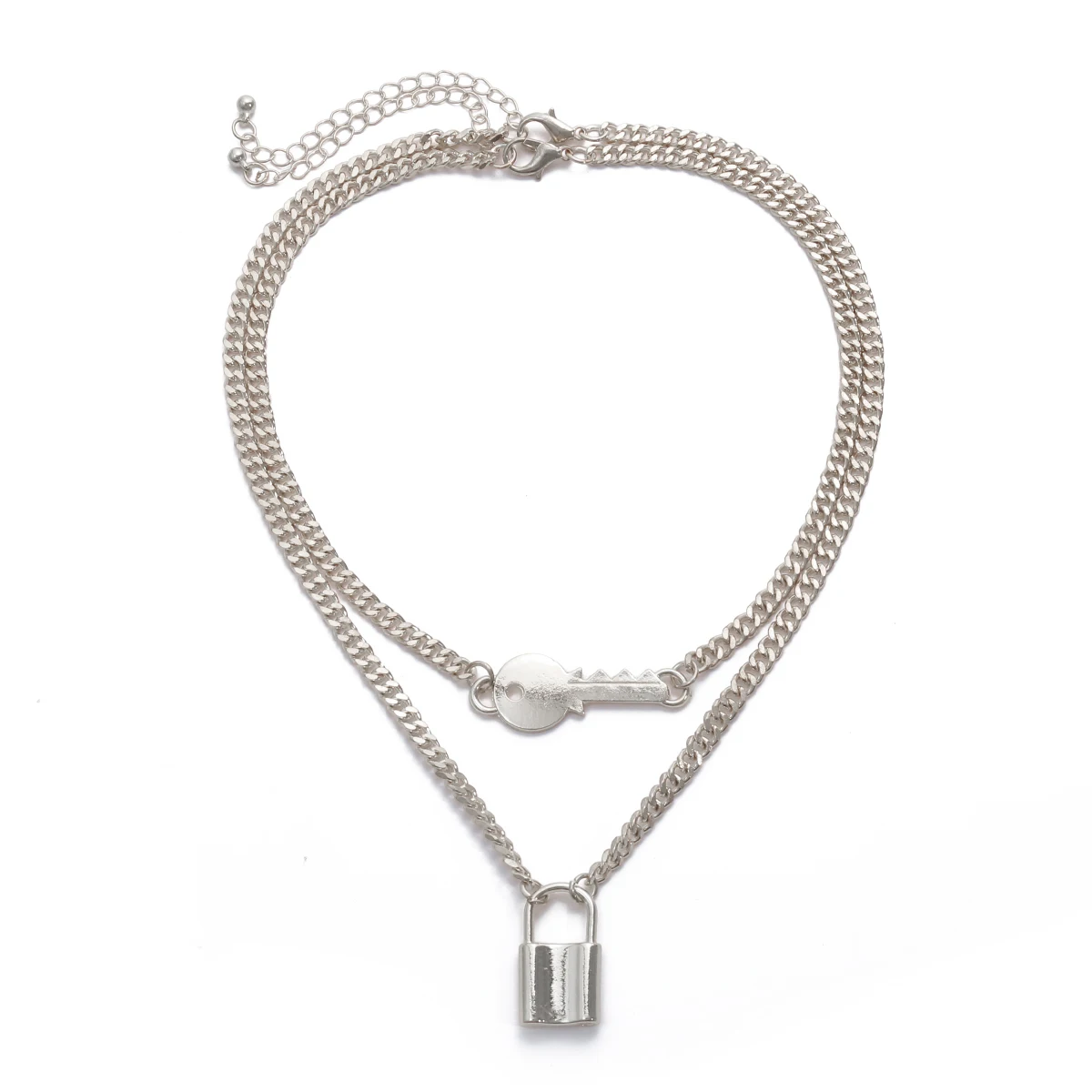 

Creative explosion jewelry fashion simple multi-layer lock pendant necklace