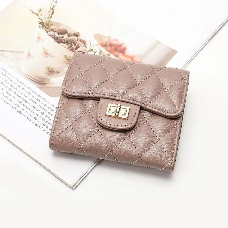 

customized cute high quality small credit card holders sheep skin short wallets women coin purses