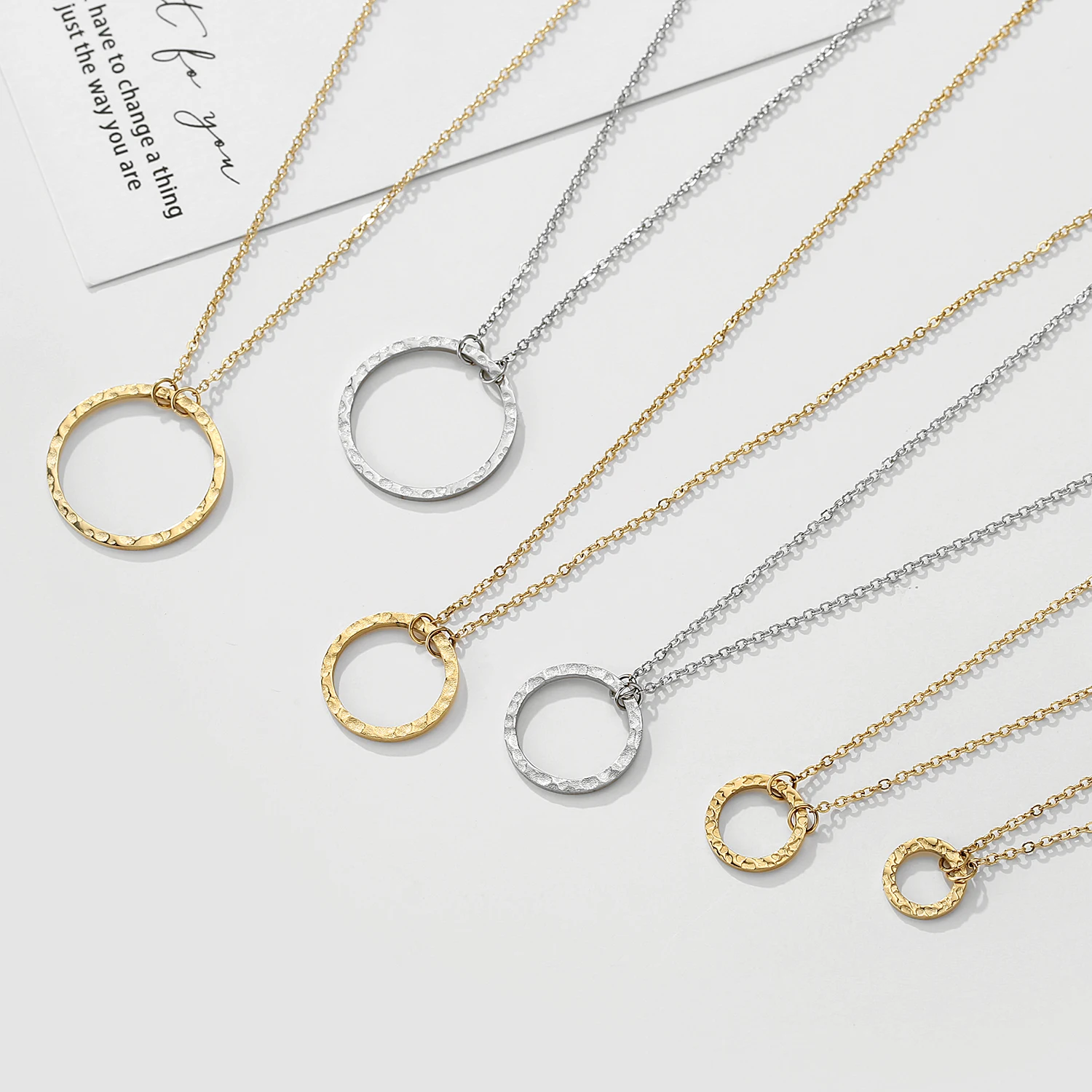 EManco 316L Stainless Steel Clavicle Chain Necklace for Ladies Titanium Steel Necklace with Hollow Round Pendant
