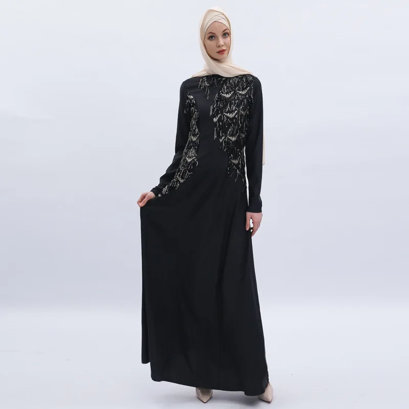 

LYX100 sequined dress Islamic Clothing Fashion Front Open Kimono Arabic Style Dubai Muslim Abaya, Picture