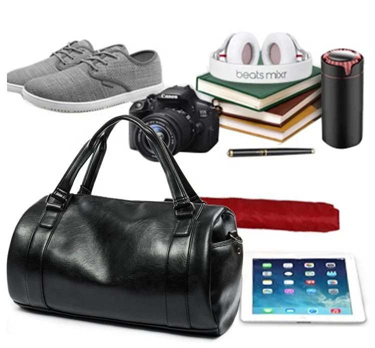 
2020 Black Unisex Large Travel Leather DuffelWaterproof Men Handbags Weekender Bag Vintage Travel Mens bags 