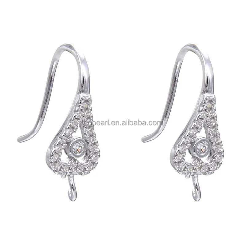 

SSE318 Clear CZ Zircon Micro Setting Sterling Earring Hooks Jewelry Findings