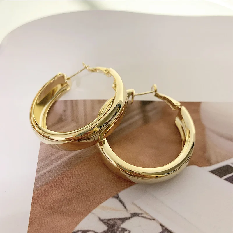 

Trend Minimalist Gold Silver Metal Large Circle Geometric Round Big Hoop Earrings for Women Wedding Party Jewelry Pendants