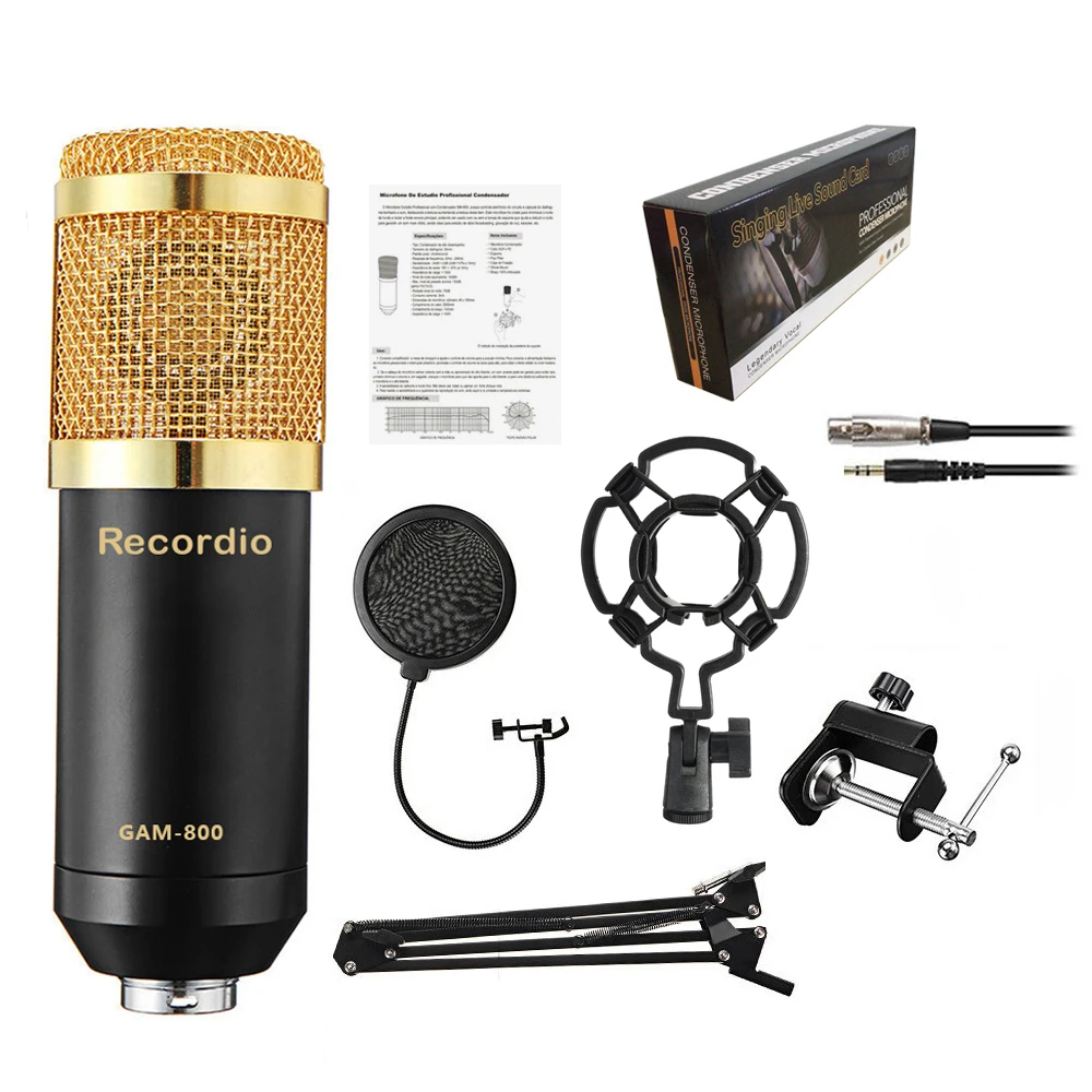 

GAM-800PS Professional Condenser Plastic Microphone BM-800 Studio Recording Live Microphone