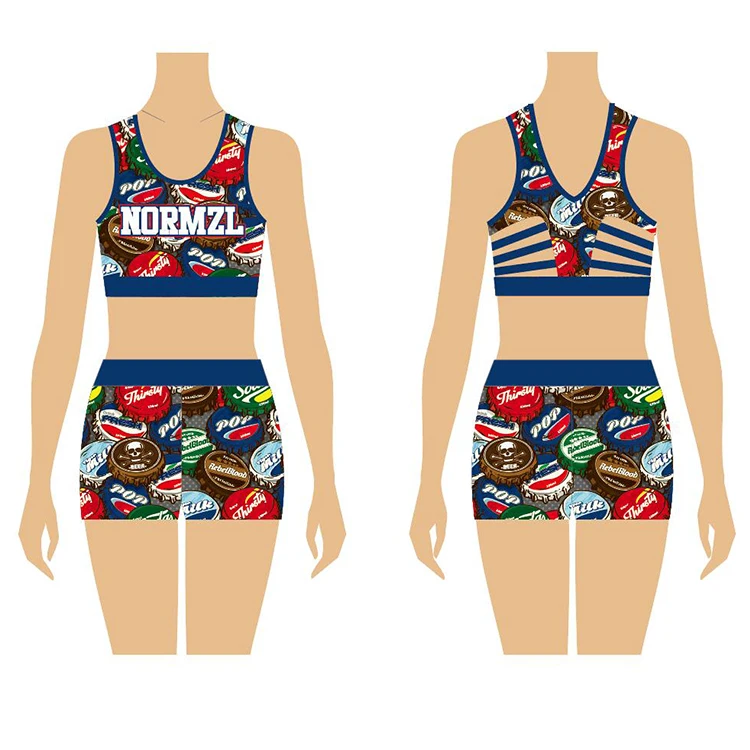 

All Star custom sublimation cheer training wear cheerleading dance practice wear Cheer Bra And Shorts, Customized colors