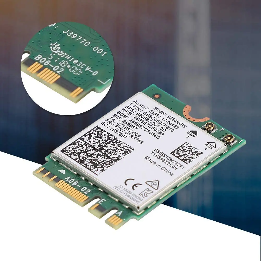 

Dual band Wireless-AC 9260 Network Card Intel 9260NGW 9260ac 1730Mbps NGFF 802.11ac Wifi BT 5.0 Wifi for PC